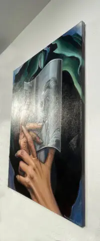 Side View of Georgia O'Keeffe painting by Longhofer