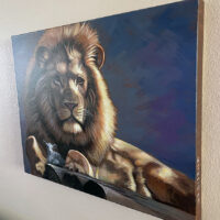 lion painting by Longhofer