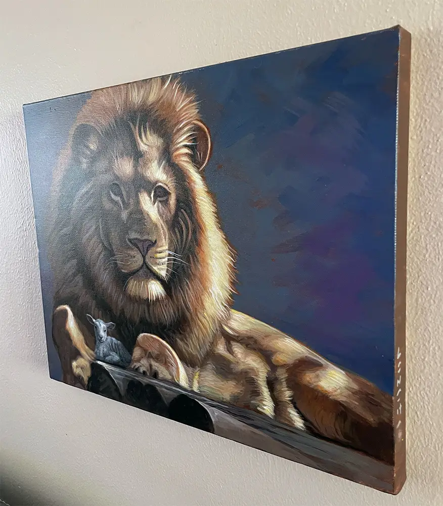 lion painting by Longhofer